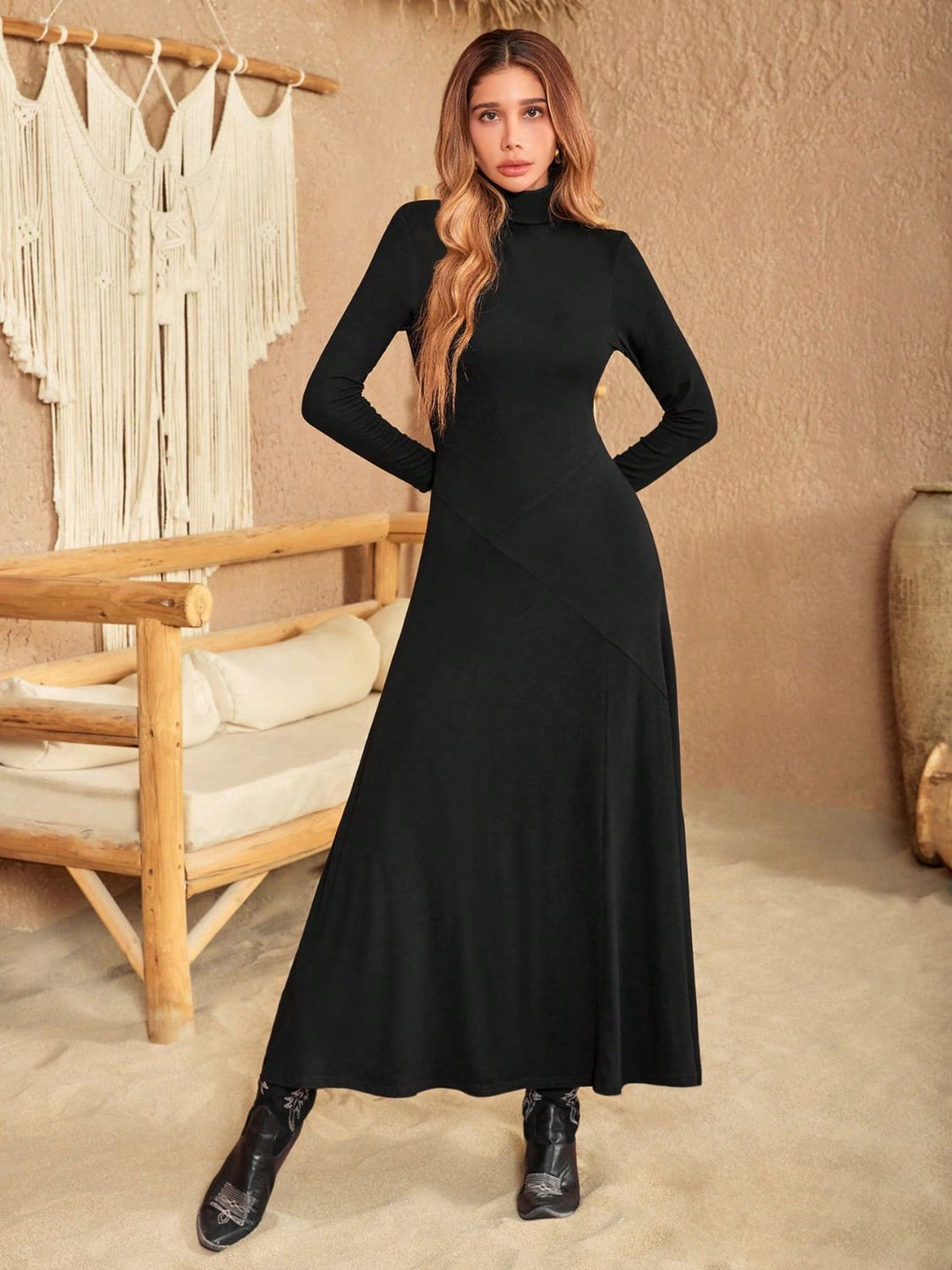 Audrey Turtleneck Long Sleeve Maxi Dress