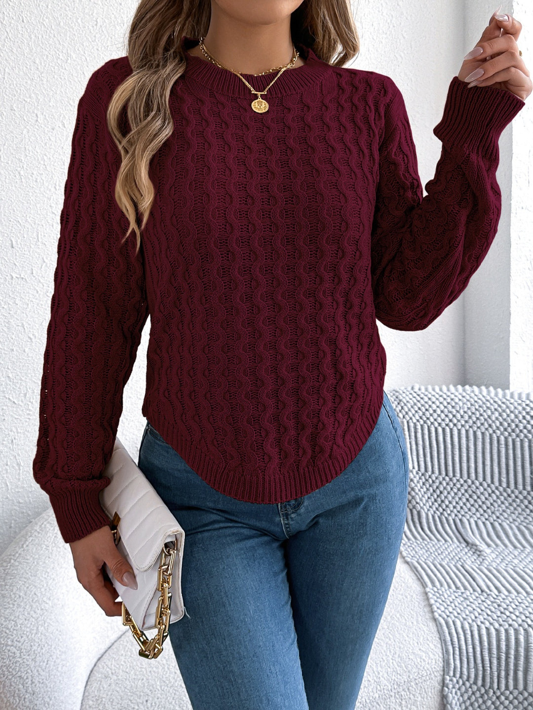 Raelynn Asymmetric Hem Sweater