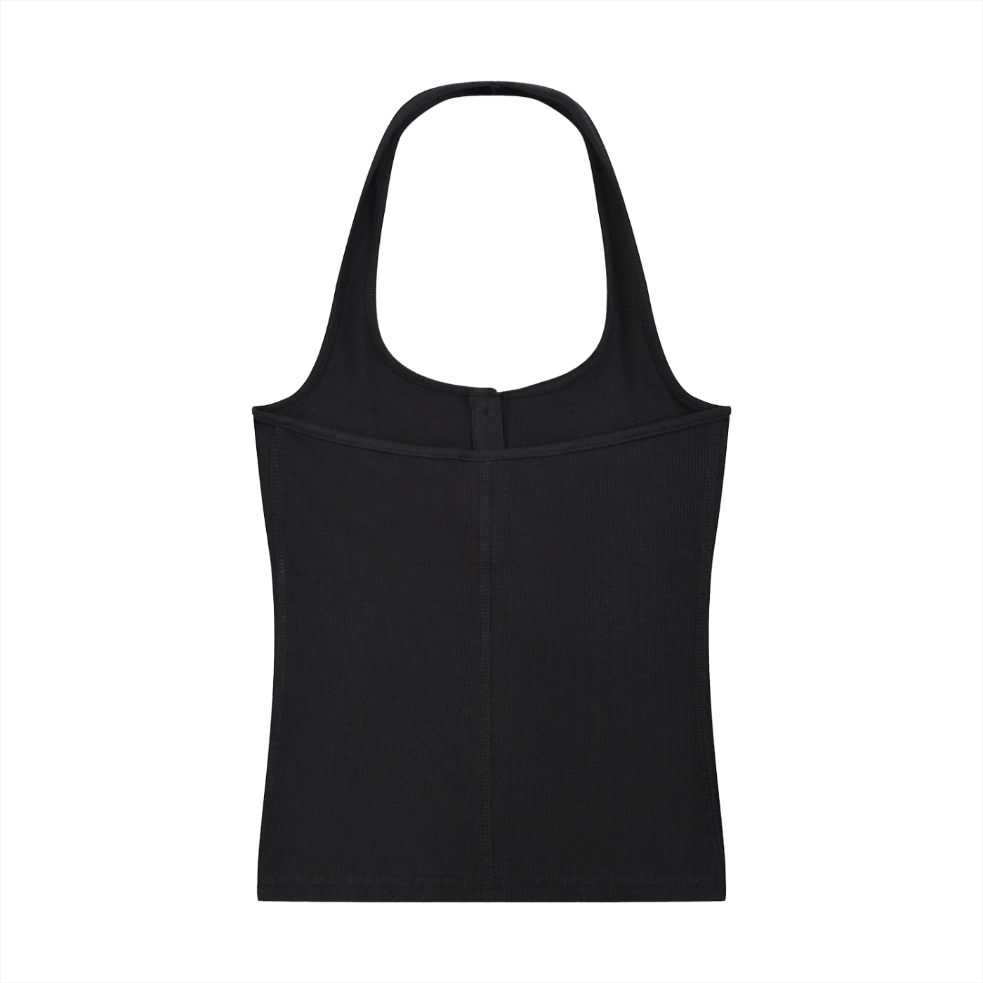 Ribbed Henley Tank Top - Black