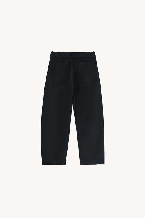 Belted Barrel-leg Chino Pants - Black