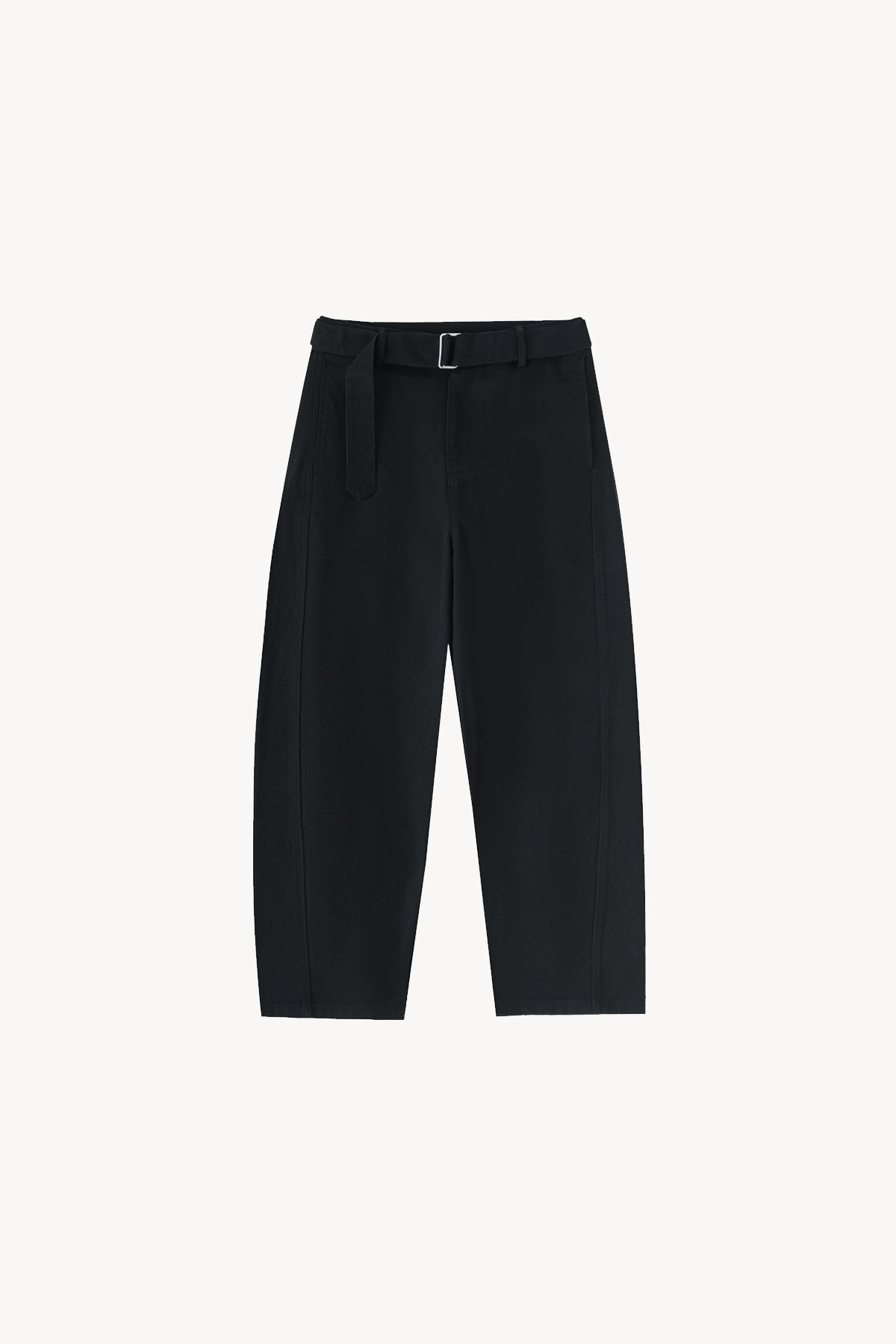 Belted Barrel-leg Chino Pants - Black