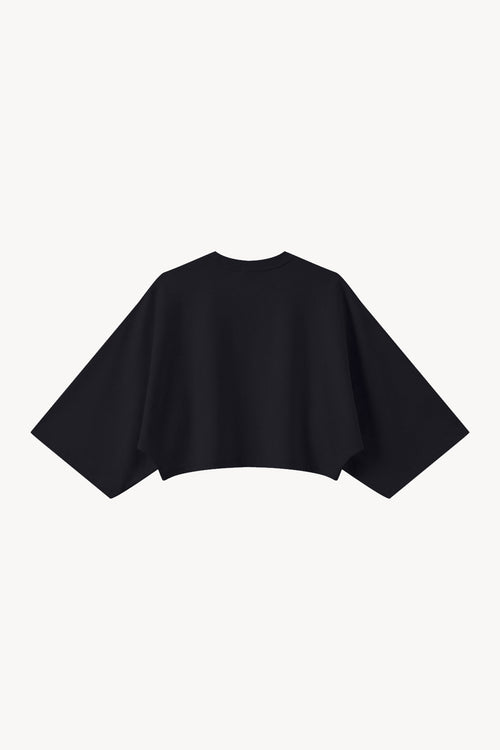 Boxy Batwing Sleeve T-Shirt - Black