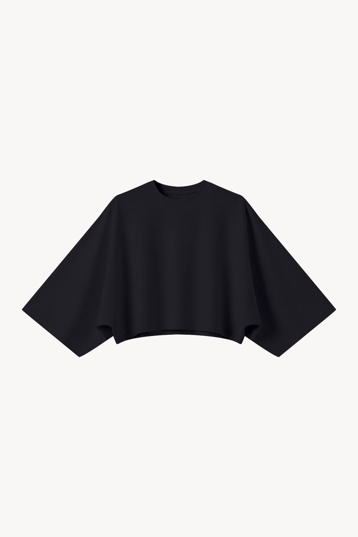 Boxy Batwing Sleeve T-Shirt - Black