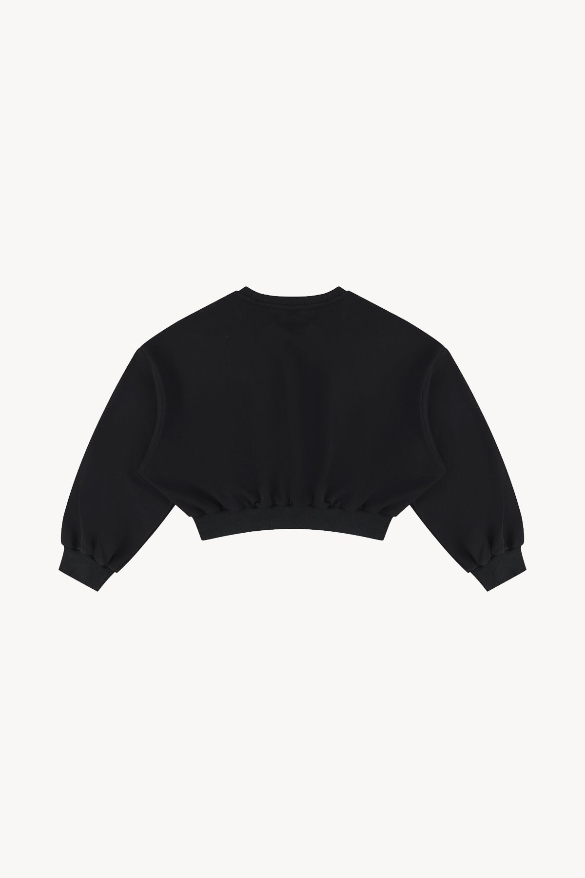 Boxy Cropped Crewneck Sweatshirt - Black