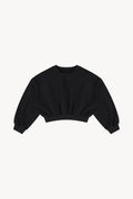 Boxy Cropped Crewneck Sweatshirt - Black