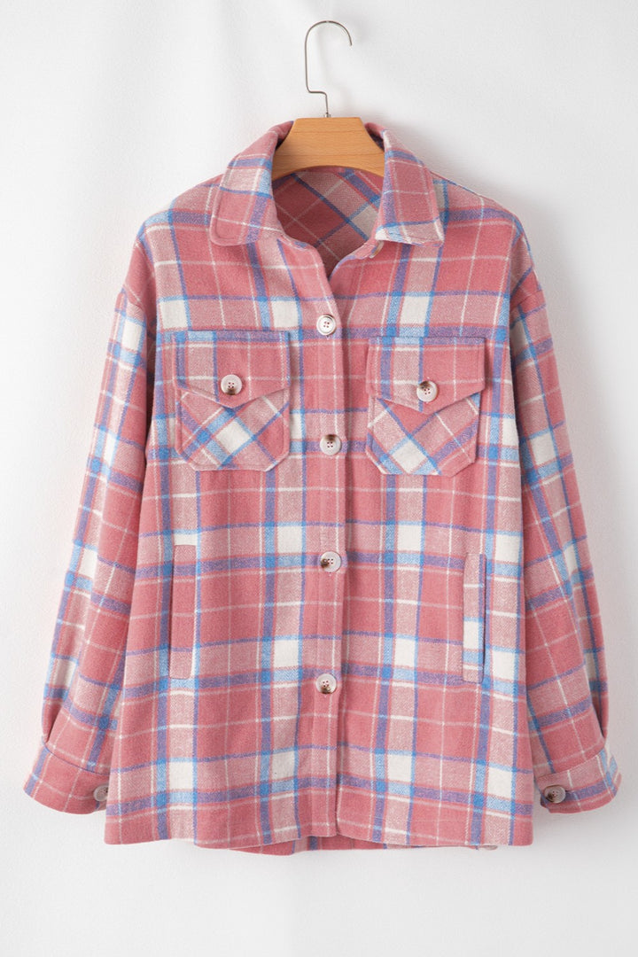 Aria Plaid Button Up Long Sleeve Shacket