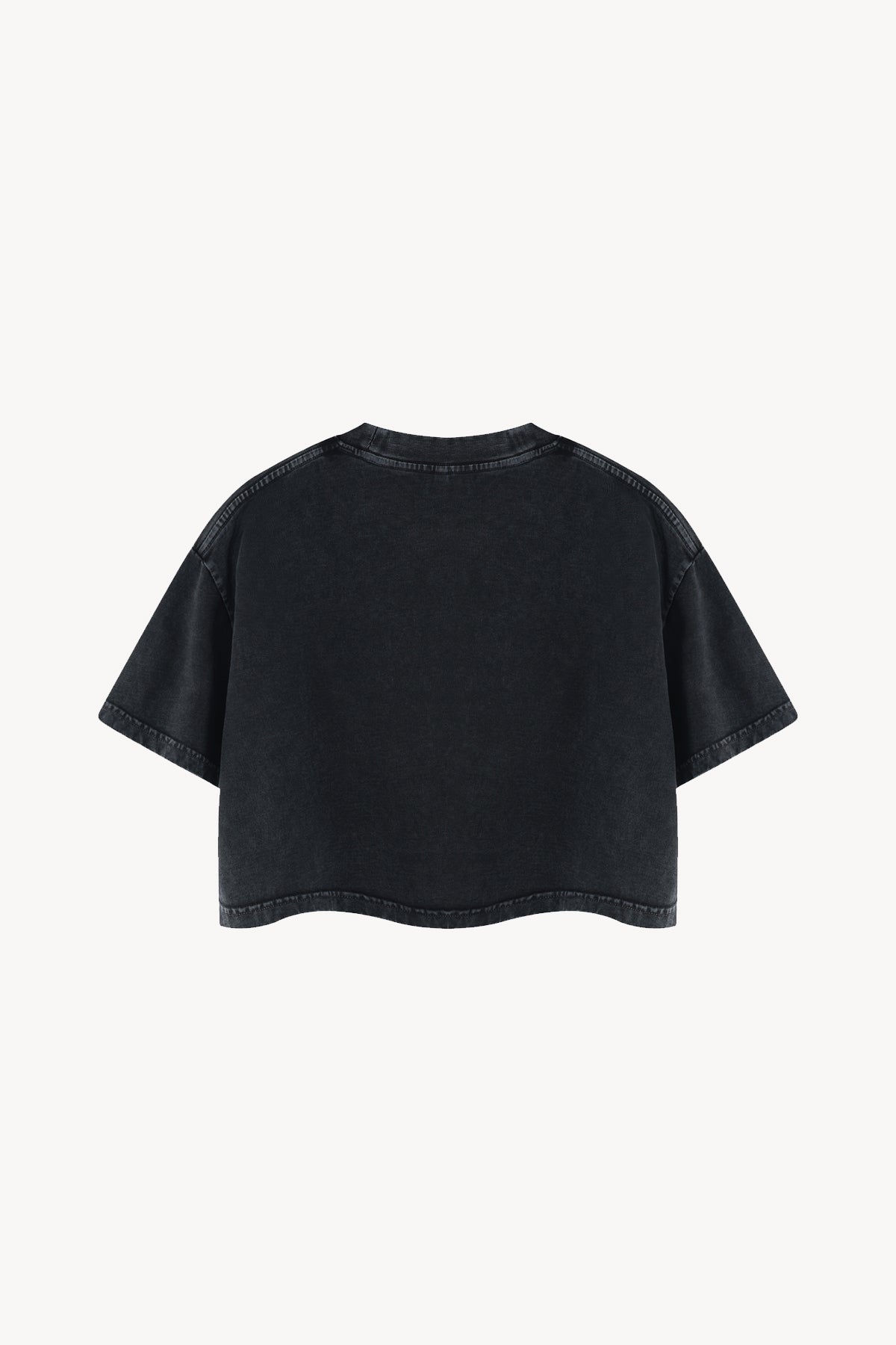 Mineral Wash Cotton Crop T-Shirt - Black
