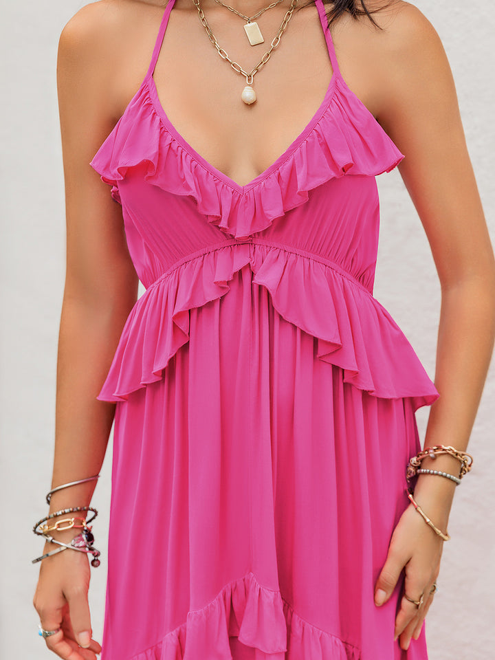 Camila Ruffled Halter Neck Maxi Dress