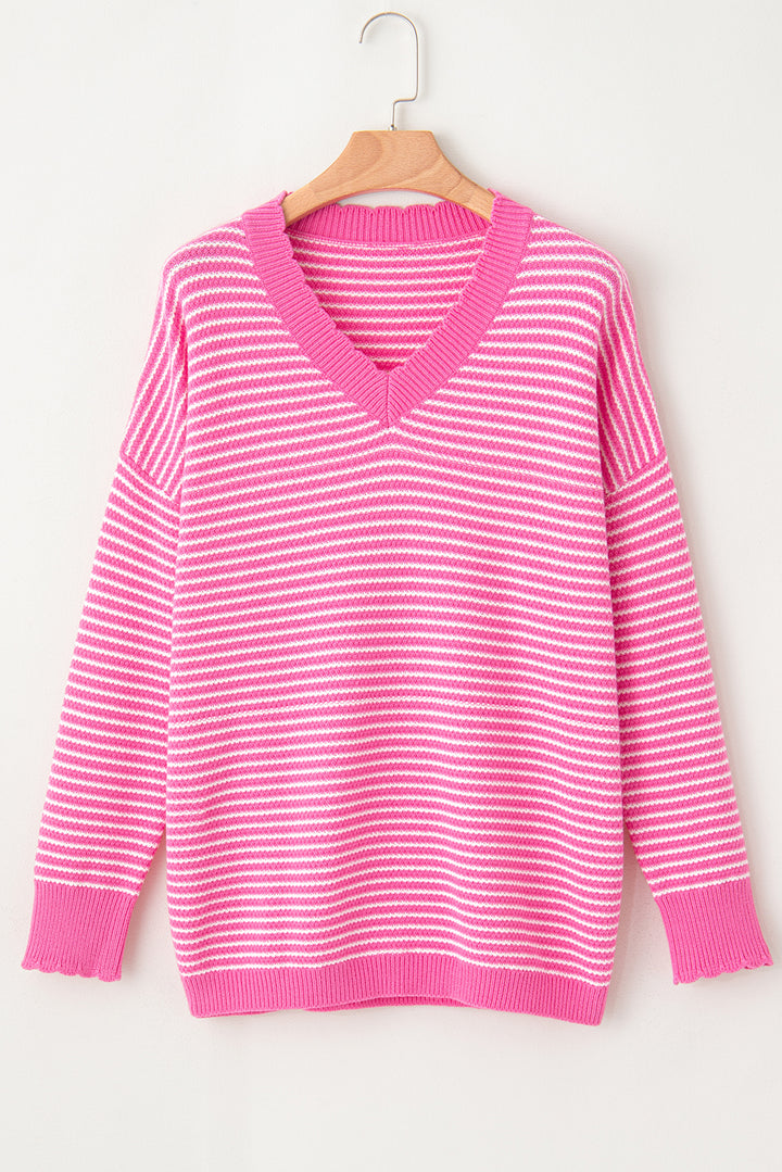 Regina Striped V-Neck Sweater