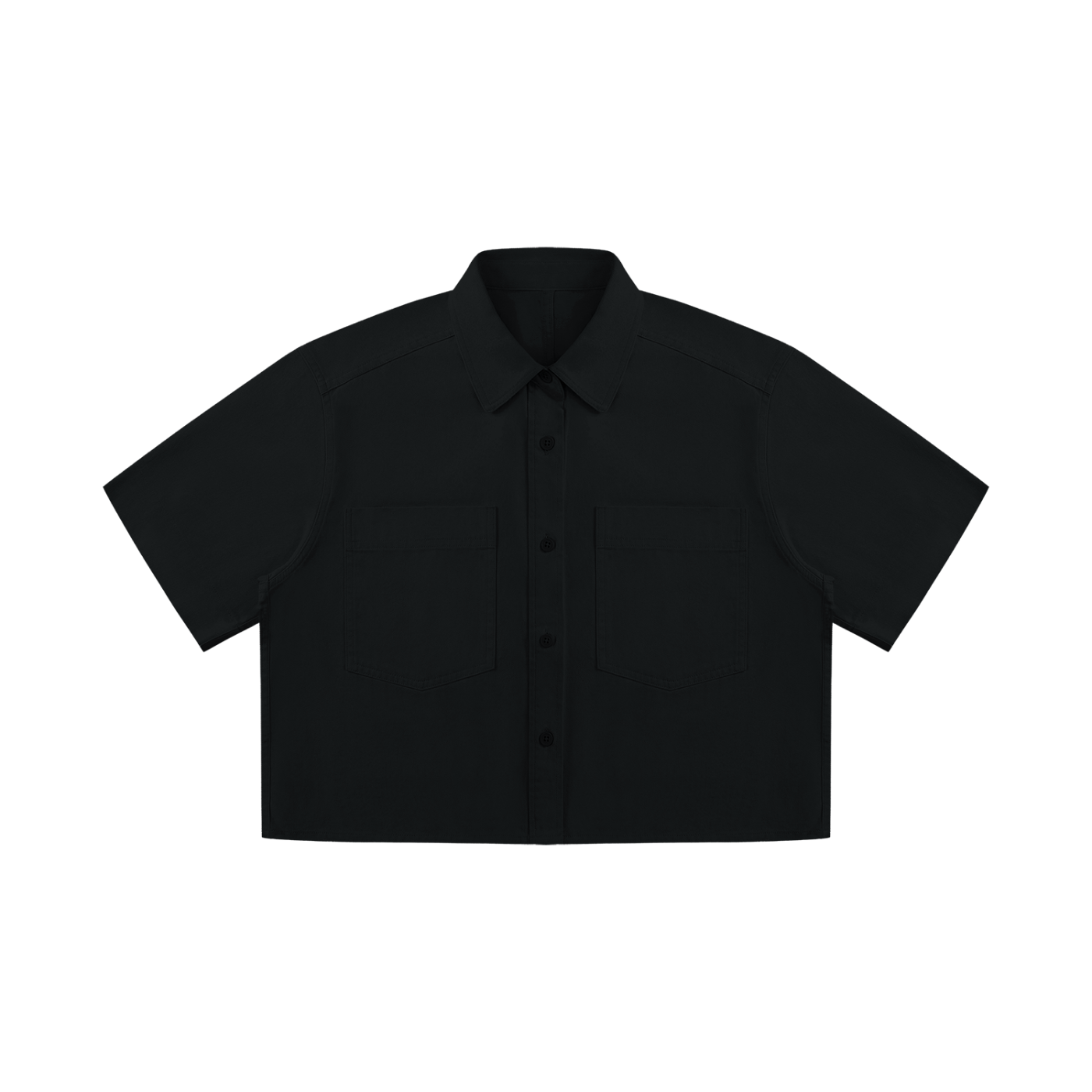 Crop Short Sleeve Shirt - Black