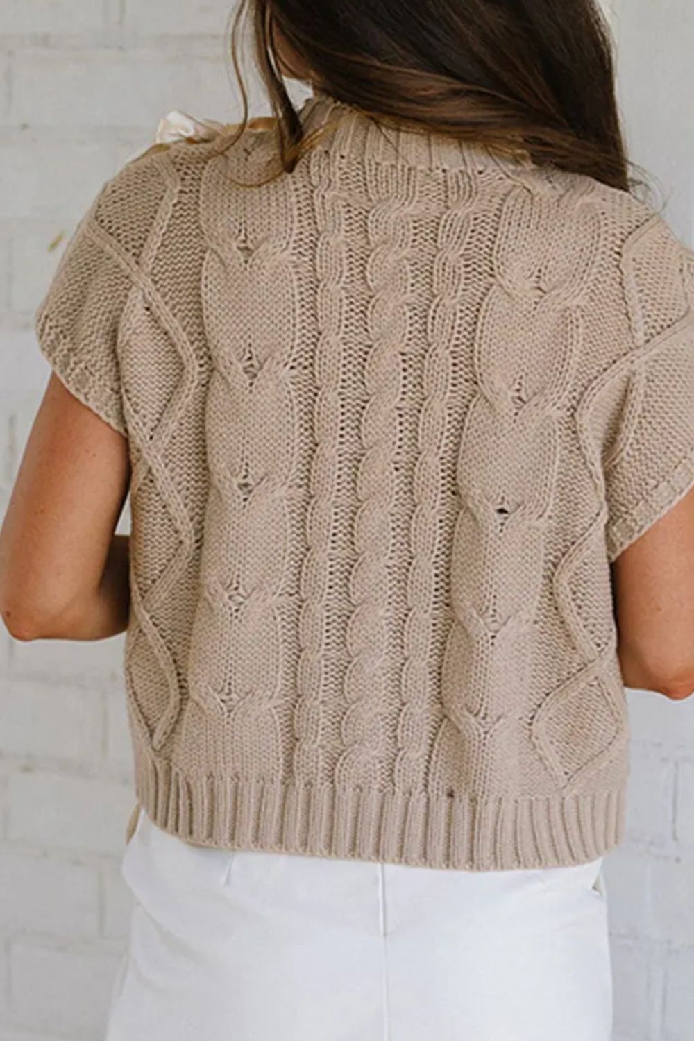 Lyla Cable-Knit Short Sleeve Sweater