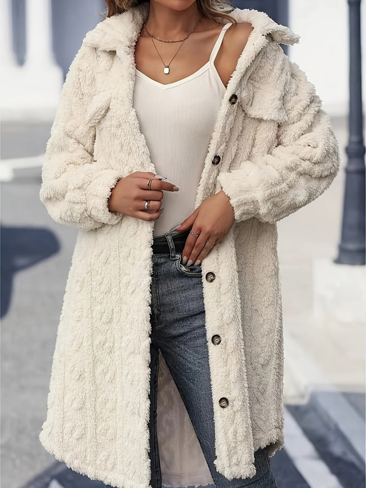 Ariana Button Up Longline Fuzzy  Coat