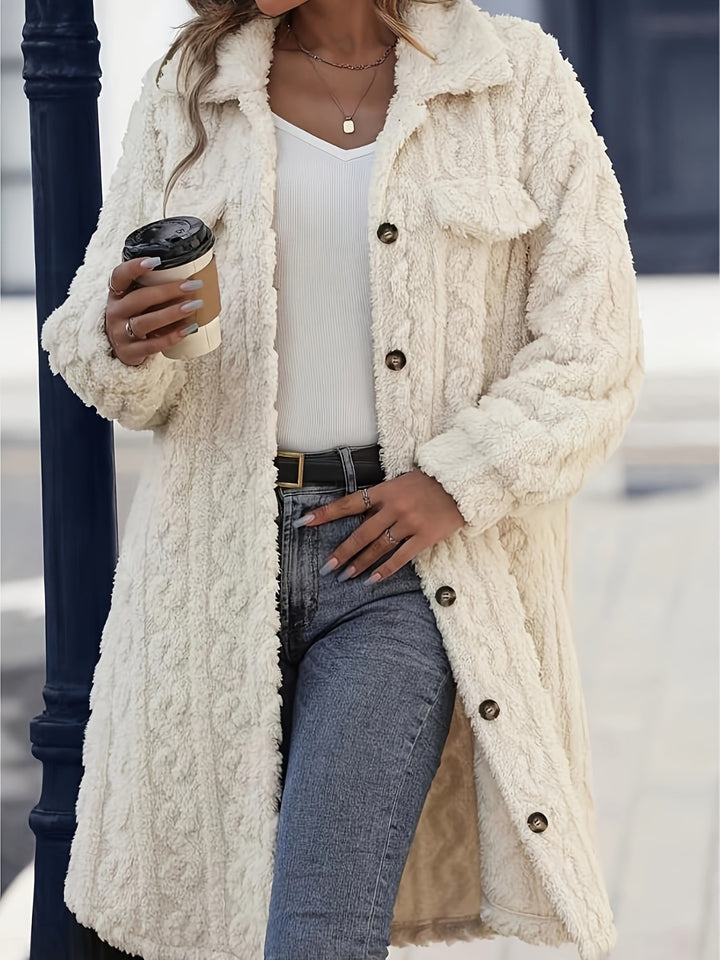 Ariana Button Up Longline Fuzzy  Coat