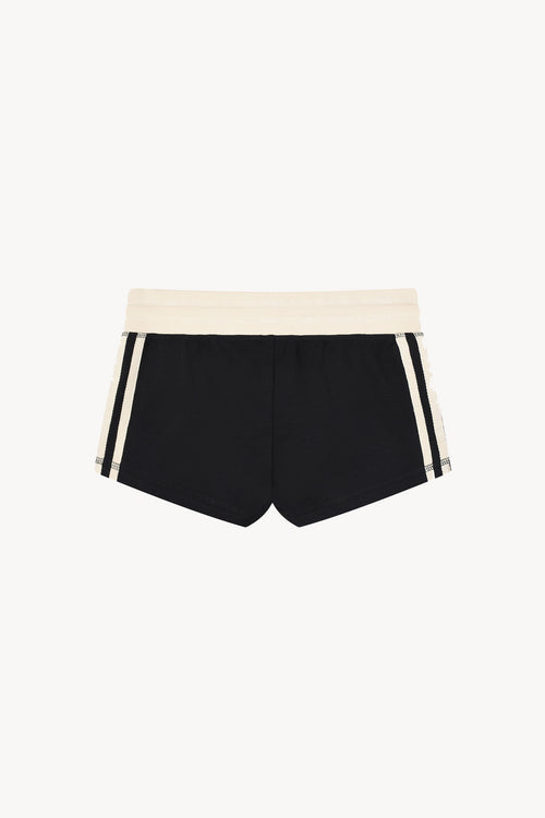 Contrast Stripe Track Shorts - Black