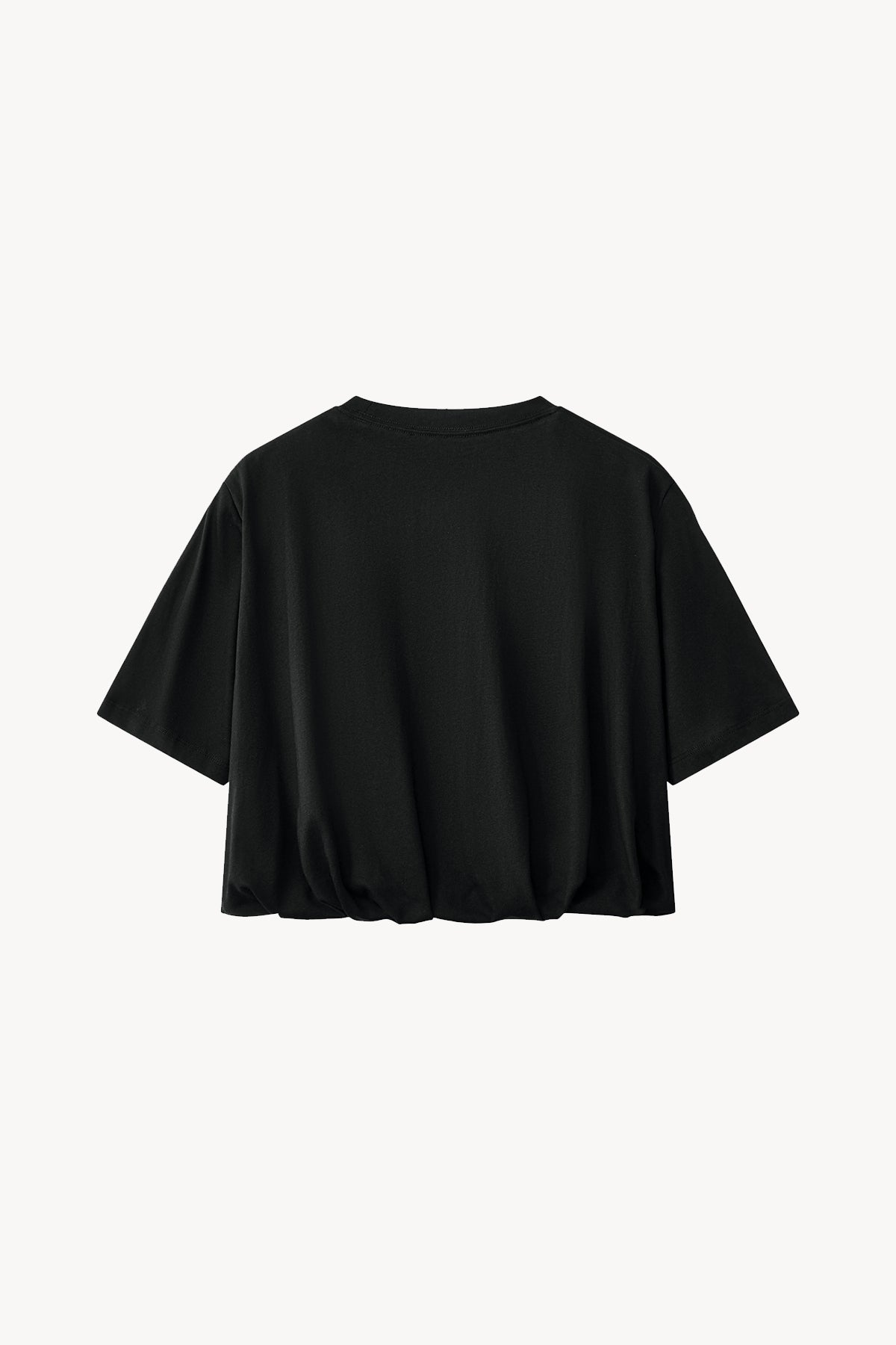 Crop Bubble Hem T-Shirt - Black