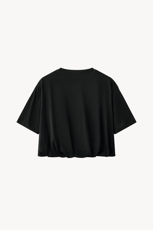 Crop Bubble Hem T-Shirt - Black