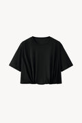 Crop Bubble Hem T-Shirt - Black