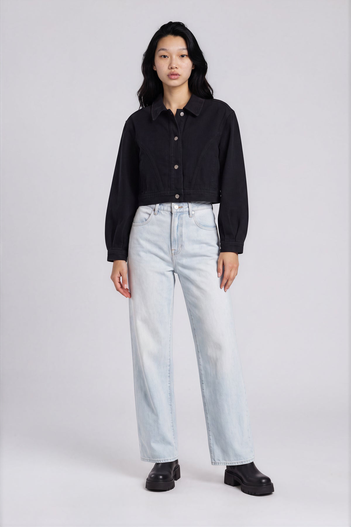 Crop Denim Jacket - Black