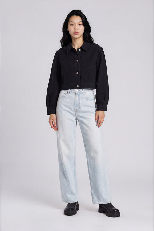 Crop Denim Jacket - Black