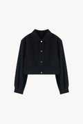 Crop Denim Jacket - Black