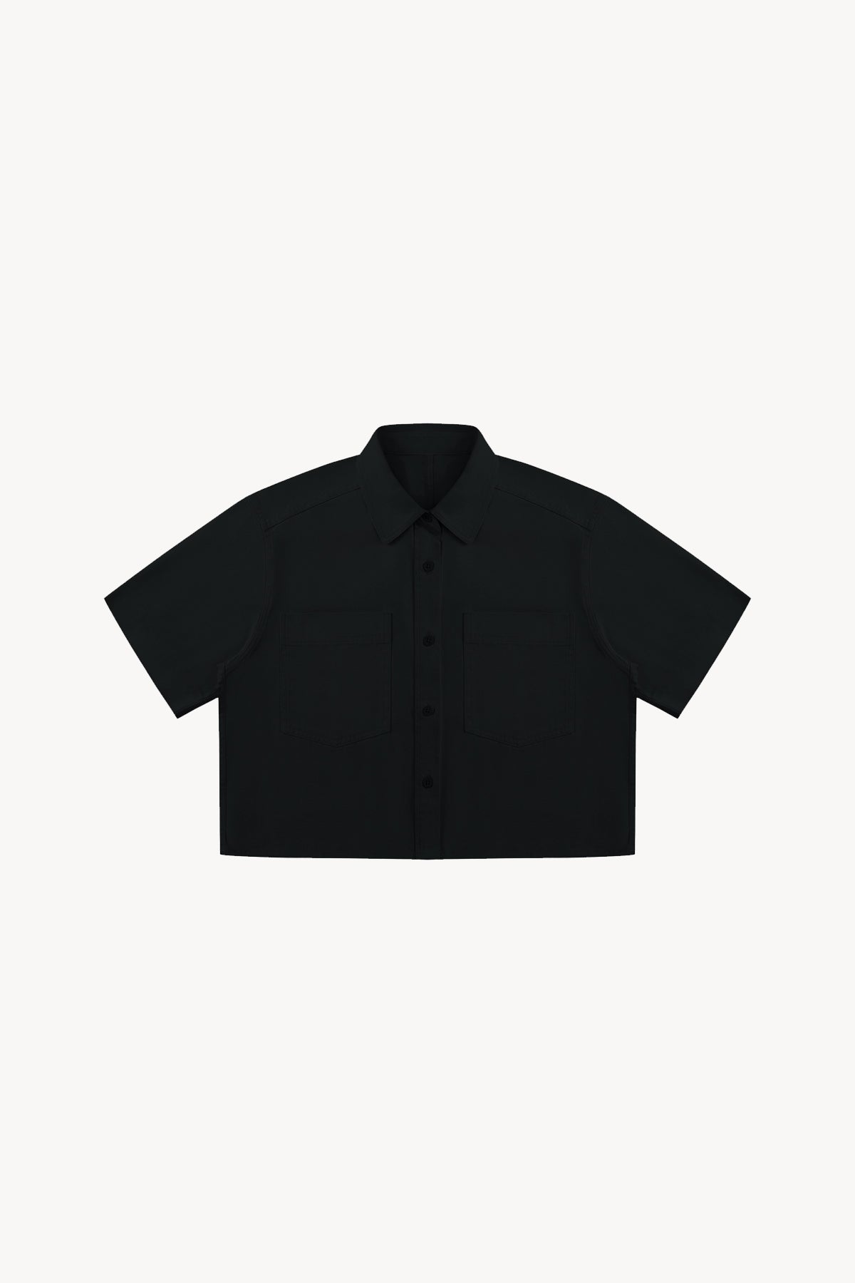 Crop Short Sleeve Shirt - Black