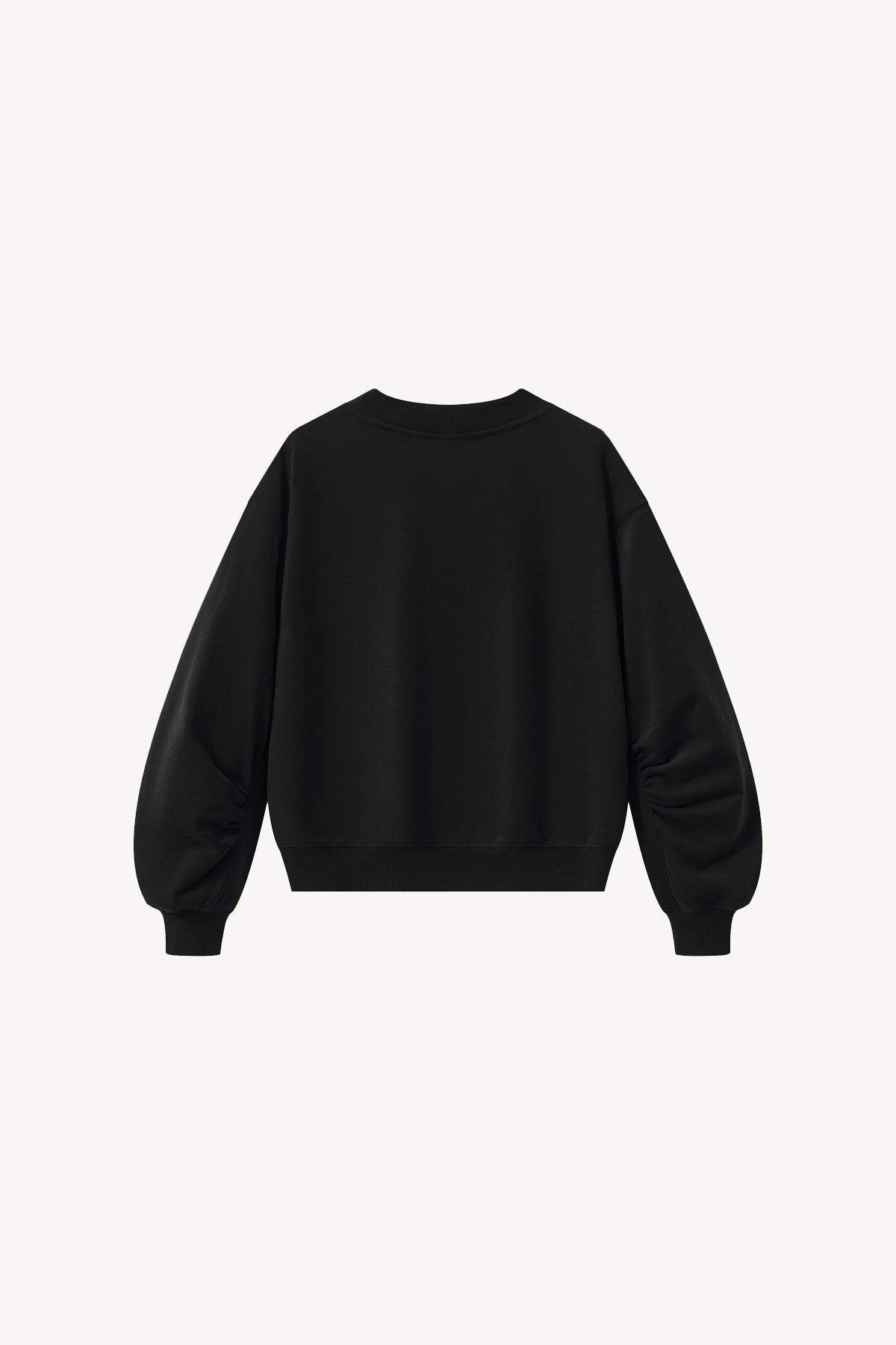 Crop V-Neck Sweatshirt - Black