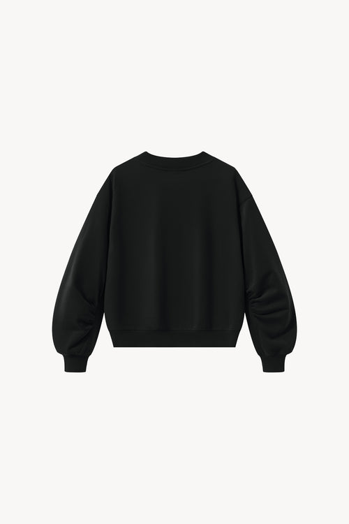 Crop V-Neck Sweatshirt - Black