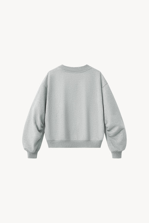 Crop V-Neck Sweatshirt - Gray