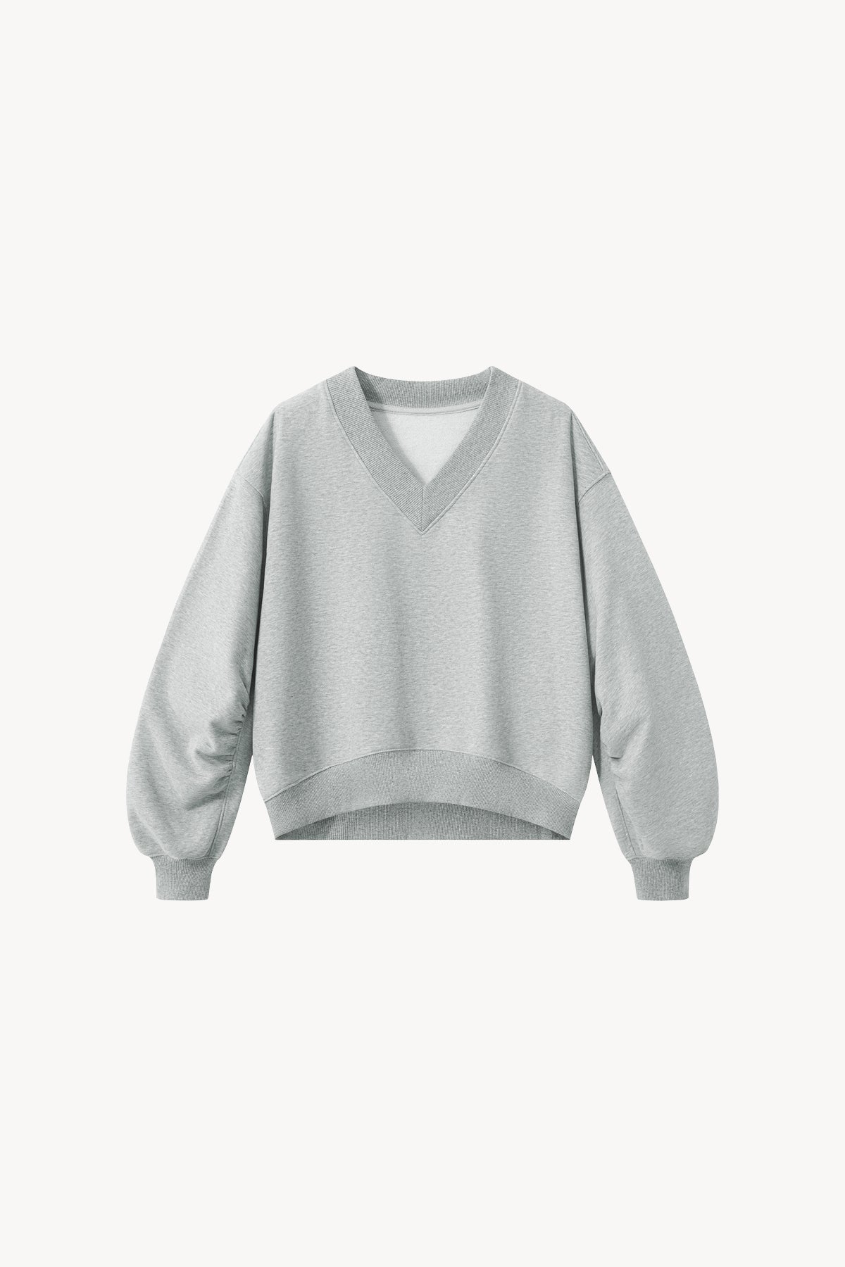 Crop V-Neck Sweatshirt - Gray