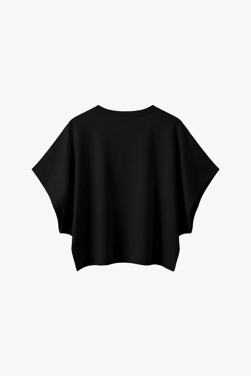 Cropped Dolman T-Shirt - Black