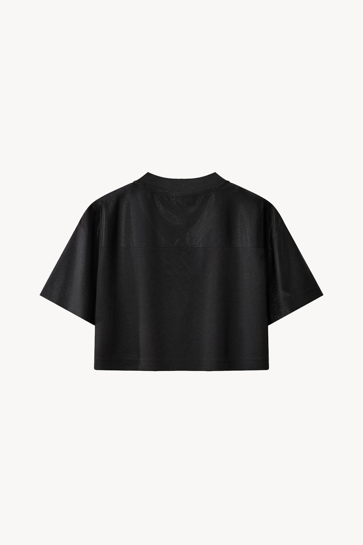Cropped Paneled V-Neck Jersey - Black