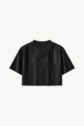 Cropped Paneled V-Neck Jersey - Black