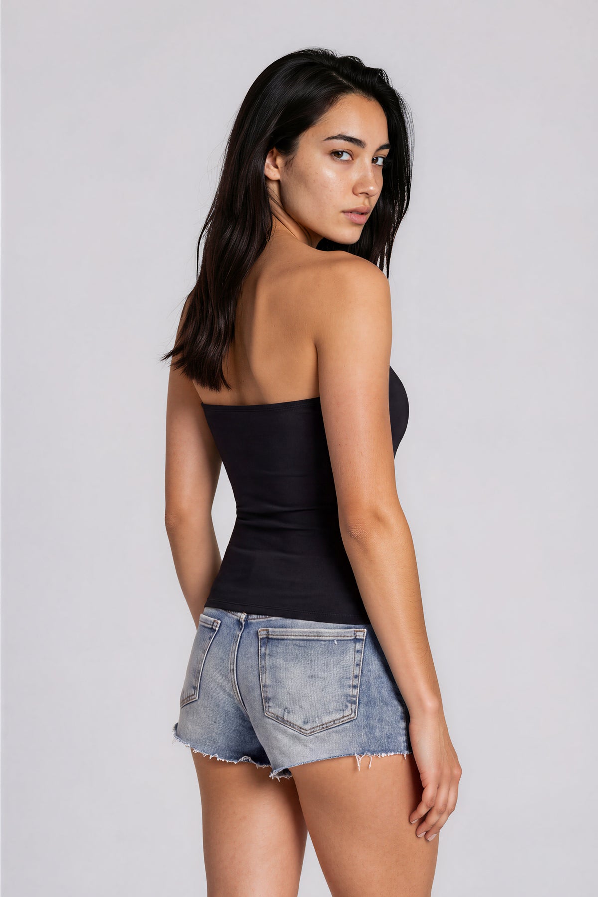 Cropped Tube Top - Black