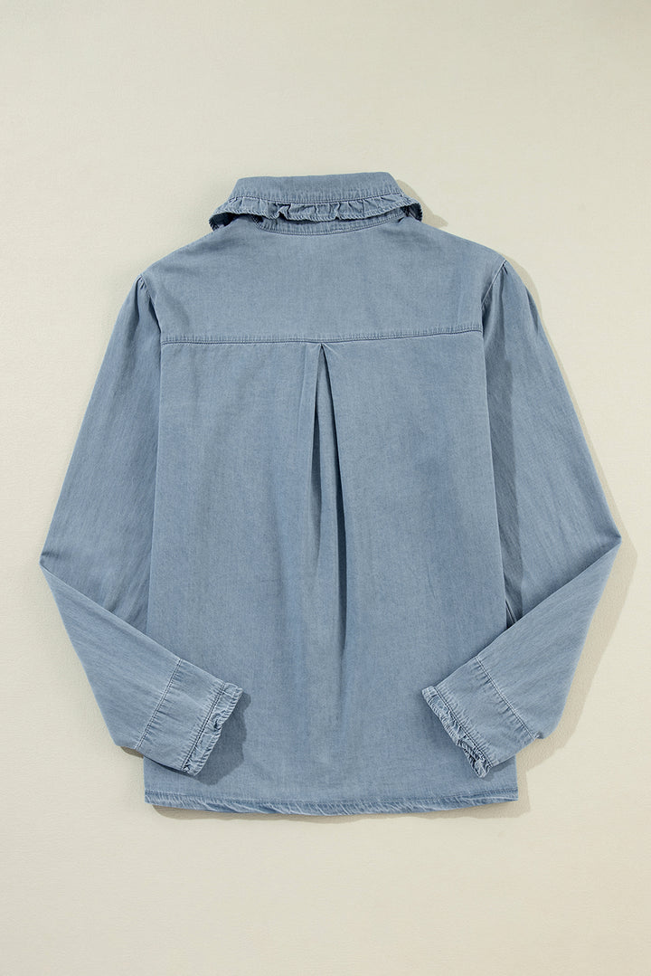 Addison Button Up Long Sleeve Denim Top