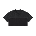 Cropped Paneled V-Neck Jersey - Black
