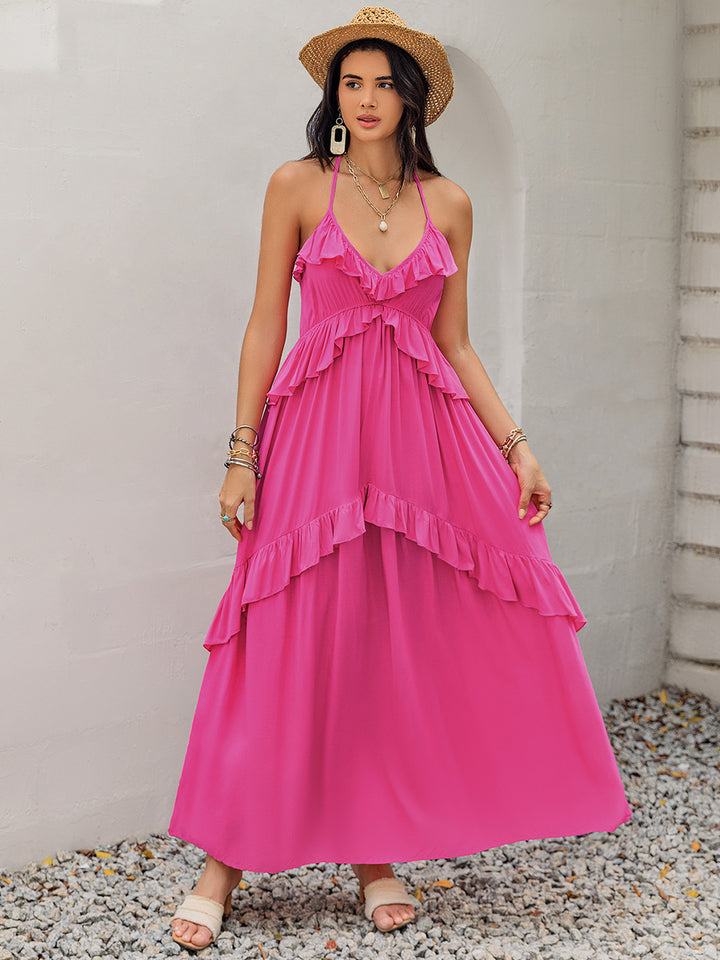 Camila Ruffled Halter Neck Maxi Dress