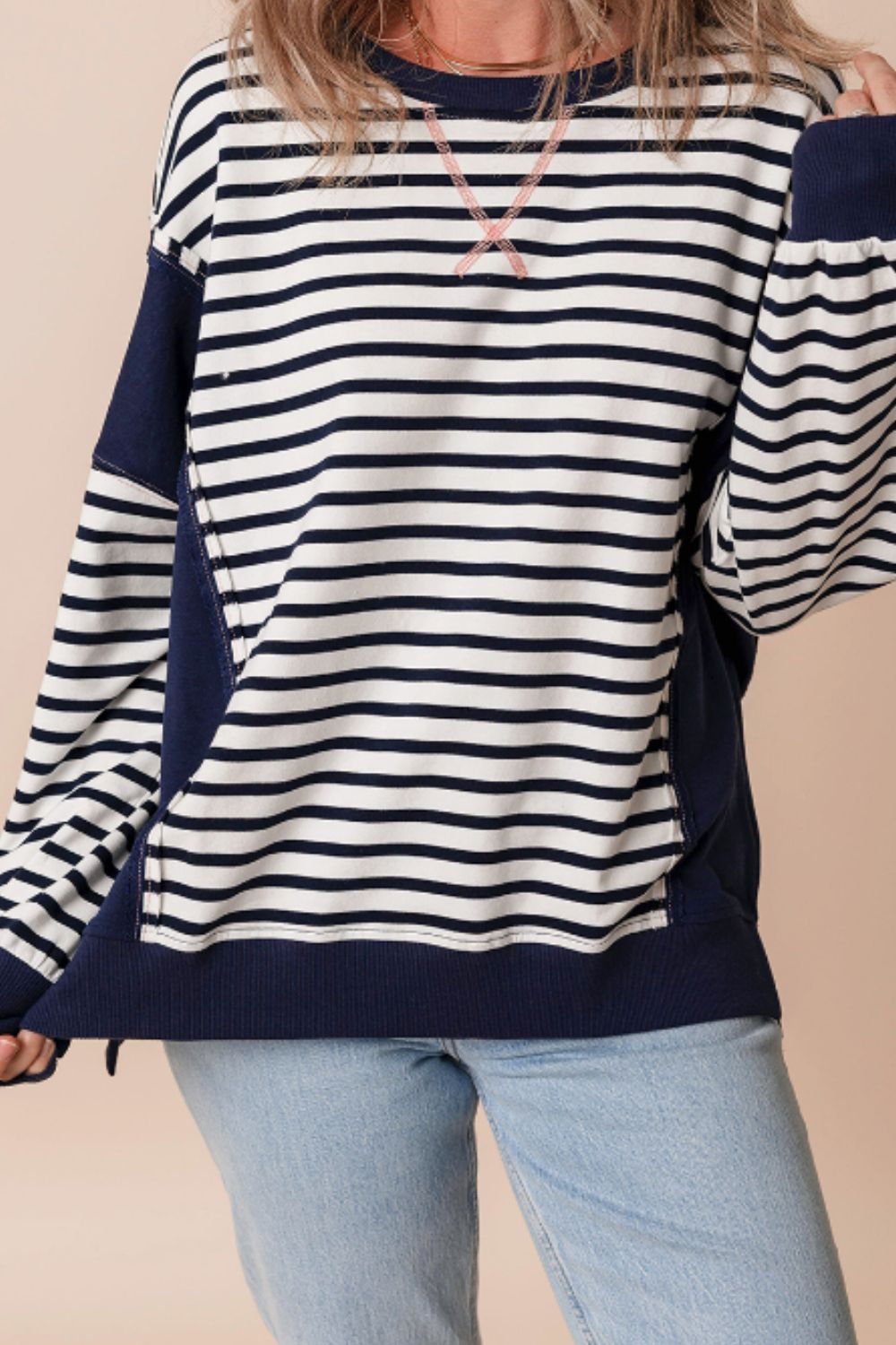 Sloane Exposed Seam Striped Sweatshirt