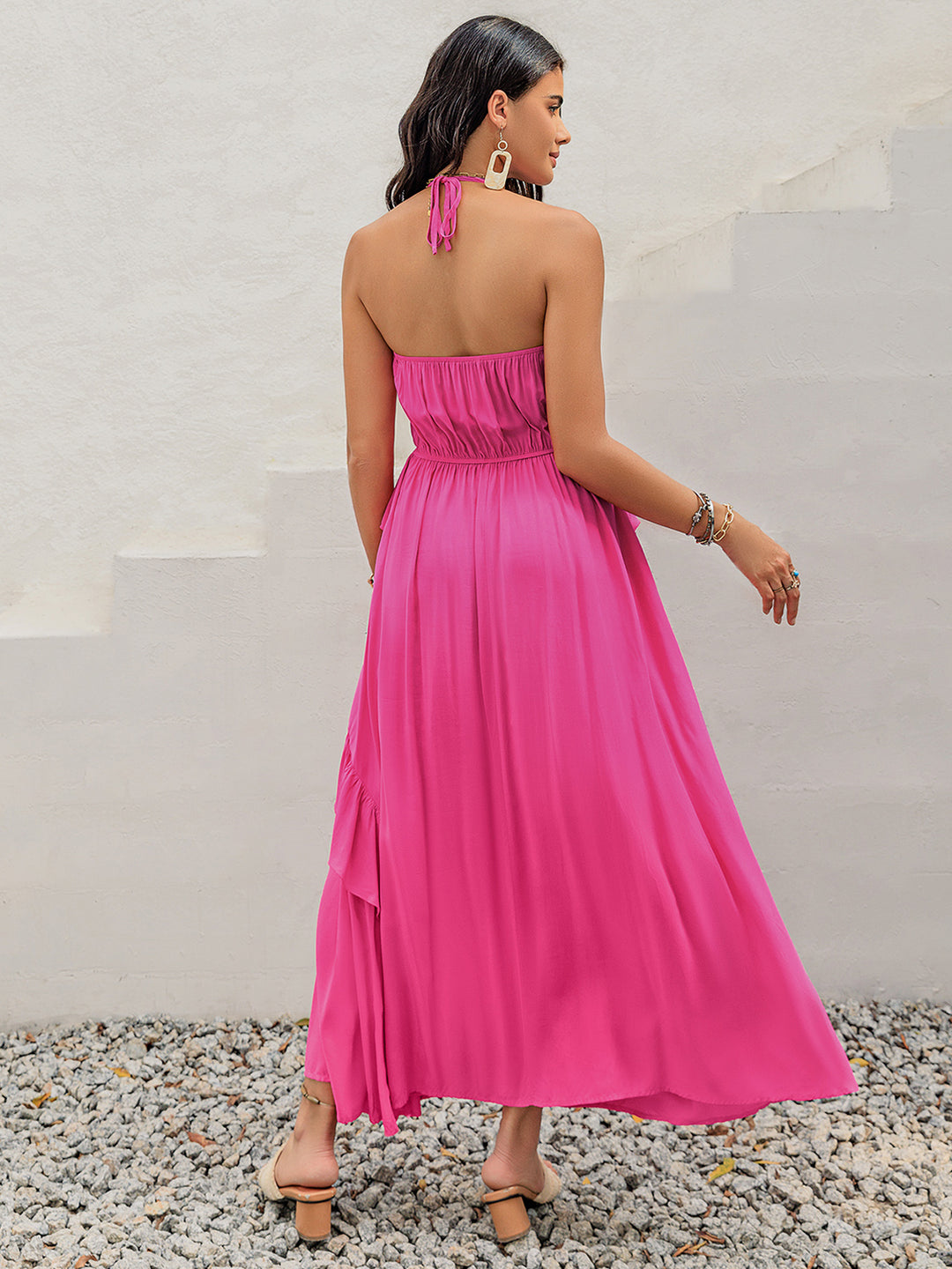 Camila Ruffled Halter Neck Maxi Dress