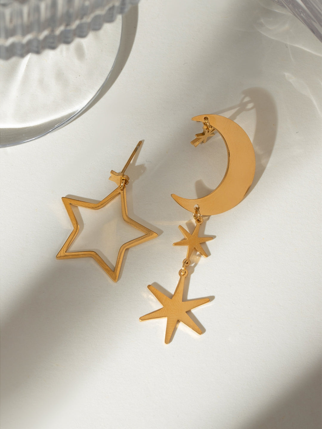 Moon & Star Dangle Earrings