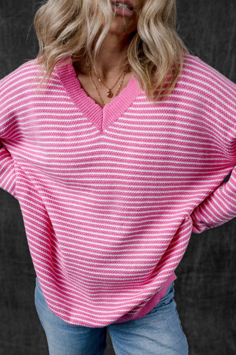 Regina Striped V-Neck Sweater