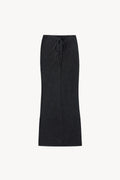 Dyed Washed Drawstring Maxi Skirt - Black