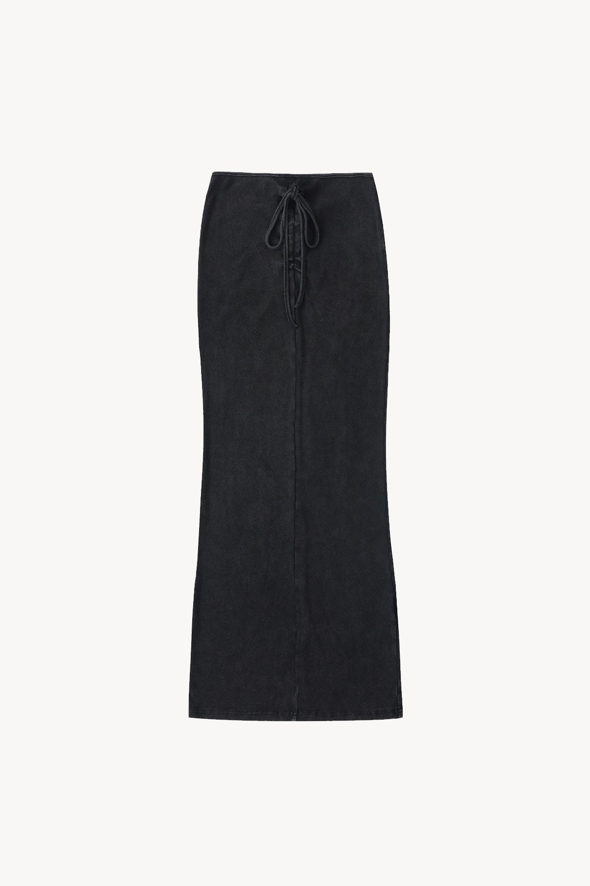 Dyed Washed Drawstring Maxi Skirt - Black