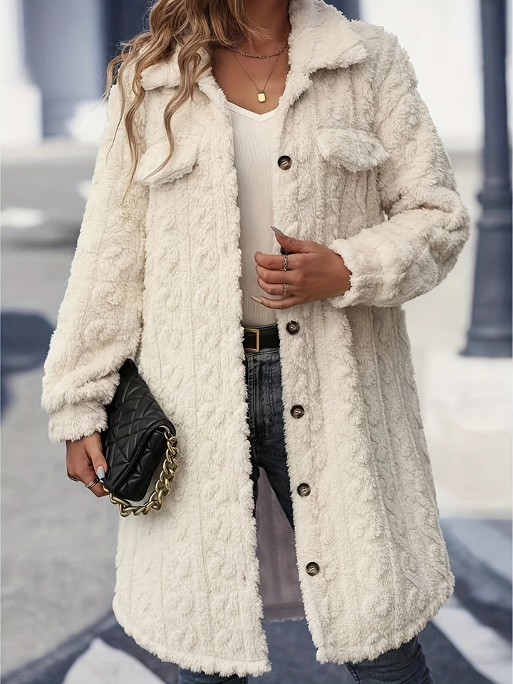 Ariana Button Up Longline Fuzzy  Coat