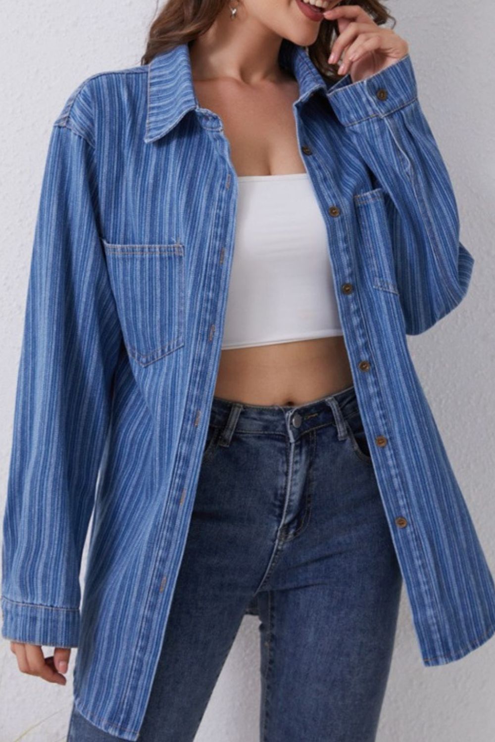 Kaylee Striped Denim Top