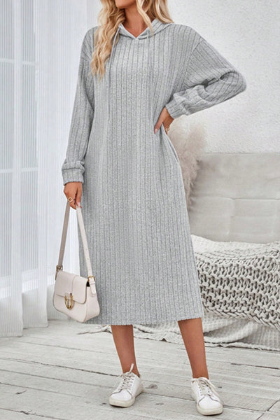 Ellie Side Slit Drawstring Hooded Dress