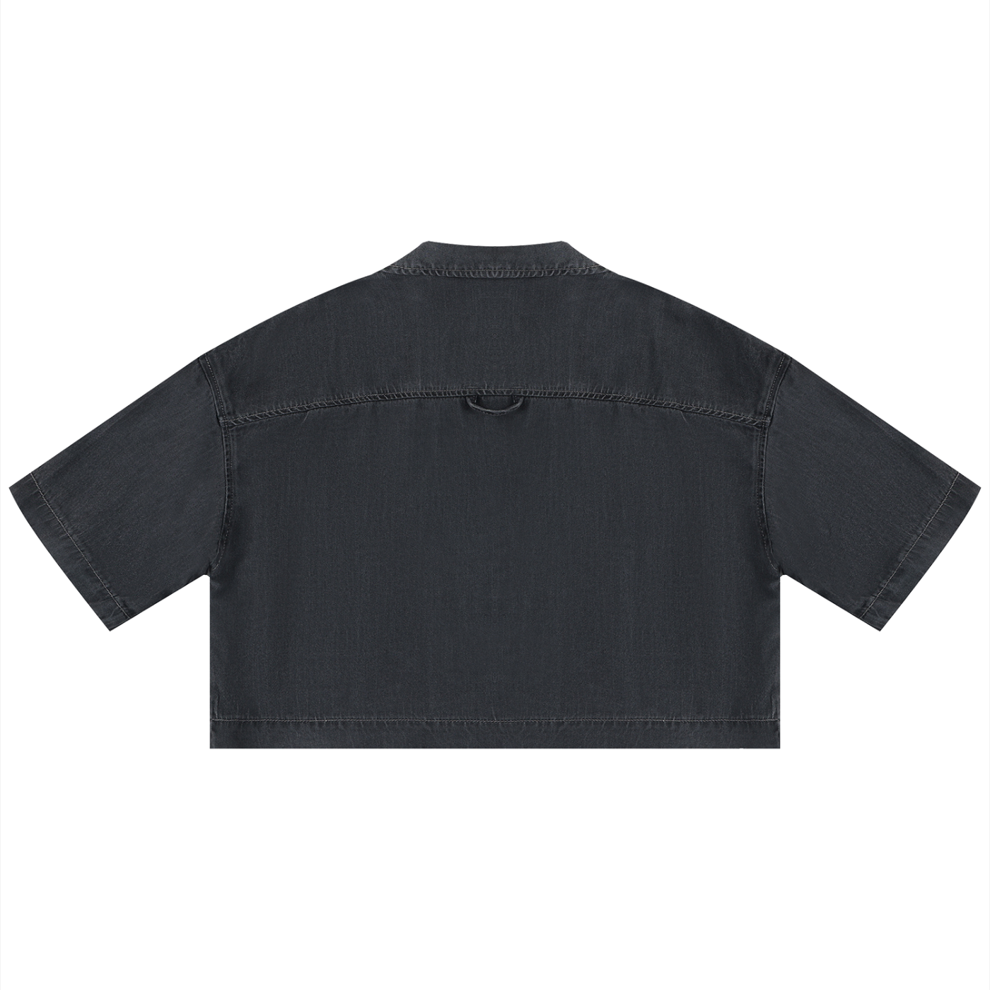 Vintage Wash Boxy Cropped Shirt - Black