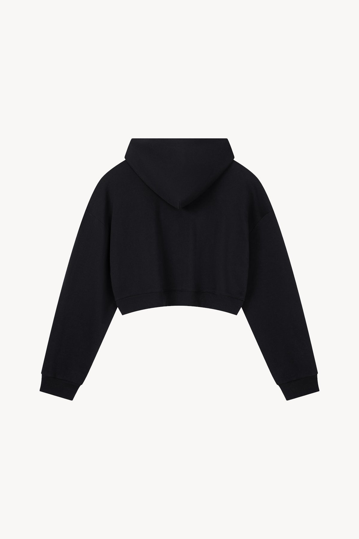 Essential Cropped Drawstring Hoodie - Black