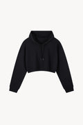 Essential Cropped Drawstring Hoodie - Black