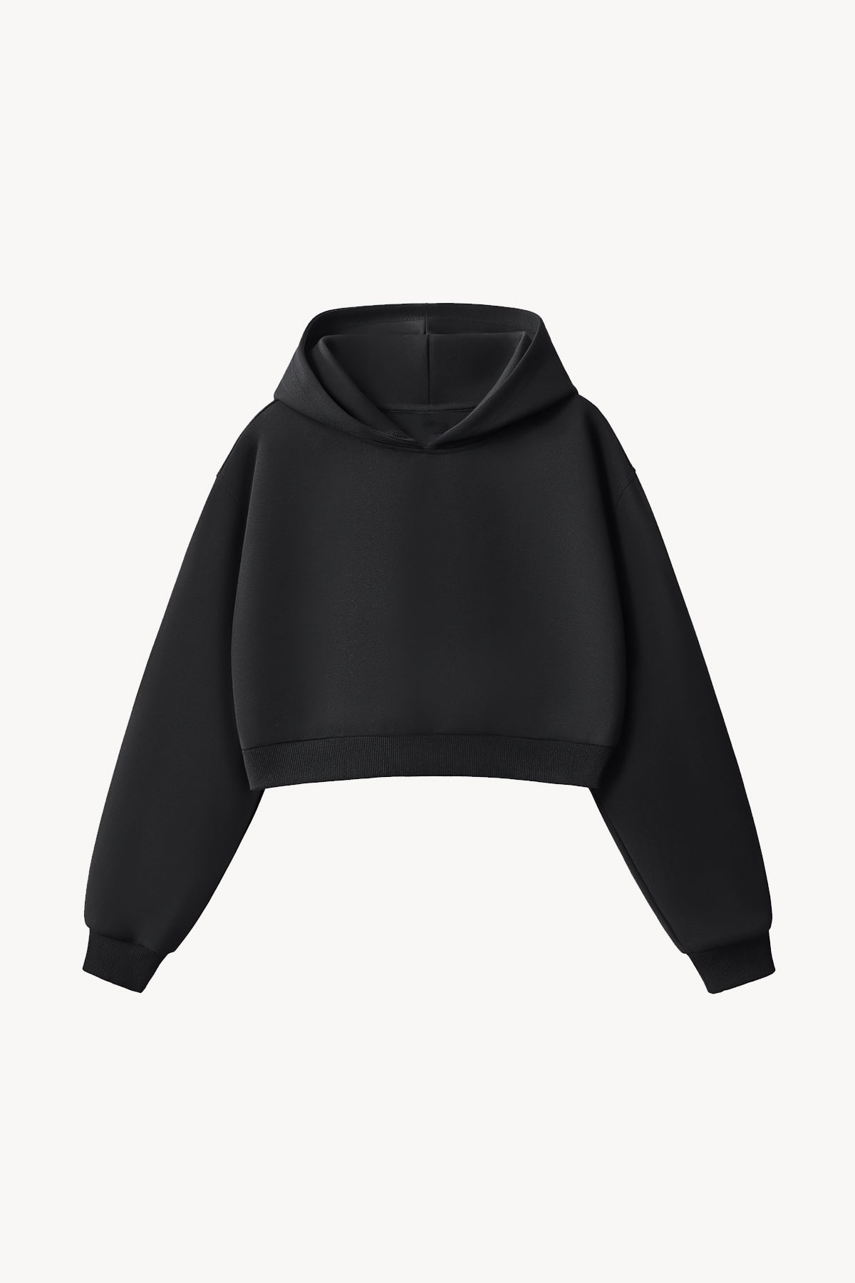 Essential Cropped Hoodie - Black