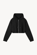 Essential Cropped Zip-Up Hoodie - Black